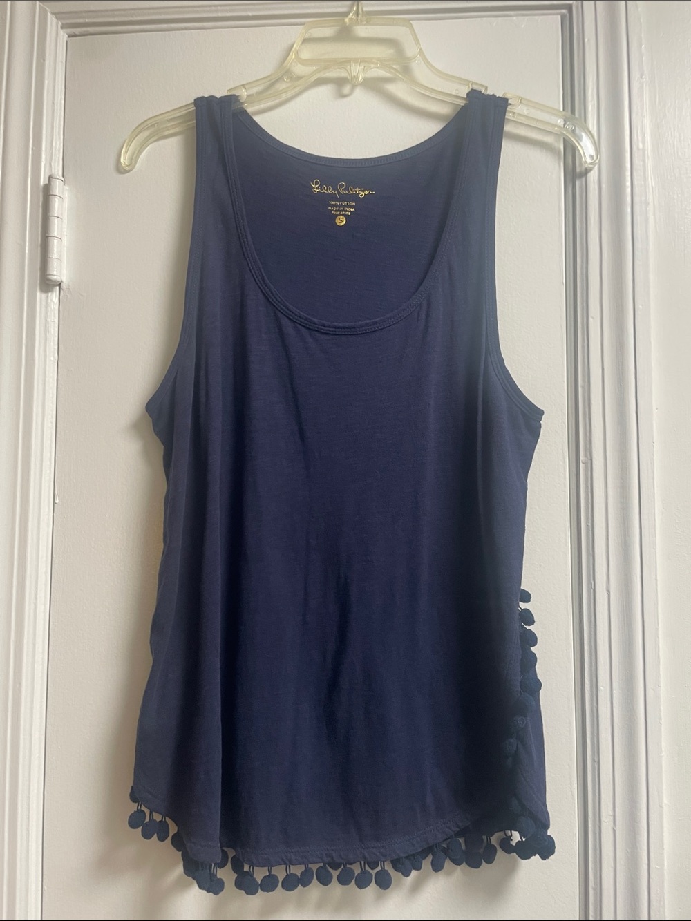 Lilly Pulitzer Navy Pom-Pom Hem Tank
